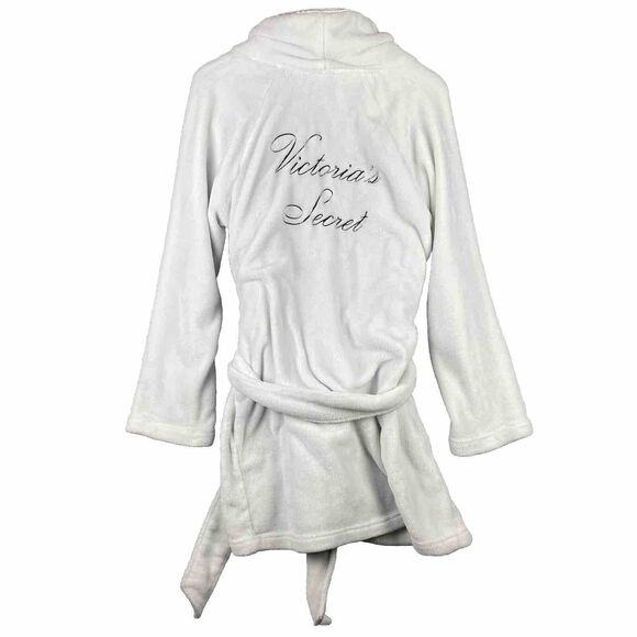 Victoria's Secret Plush Bath Robe White Size ML Medium Large Plush Mid Length - Picture 1 of 14
